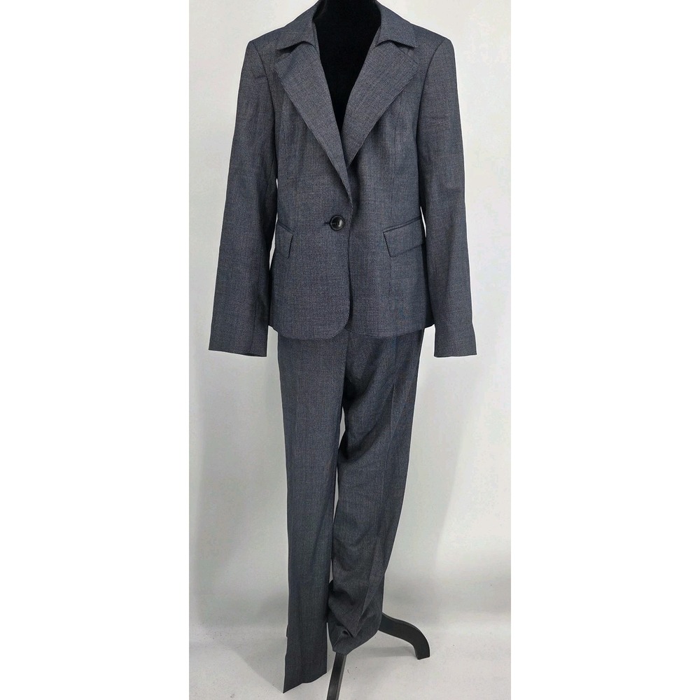 Lafayette 148 New York Suit Navy Blazer 12 Pants 10 Wool And Silk Blend